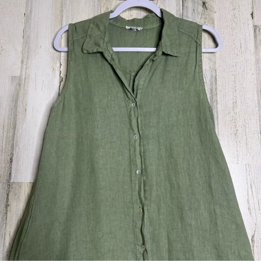 Olive Green Sleeveless Midi Dress - Picture 3 of 9